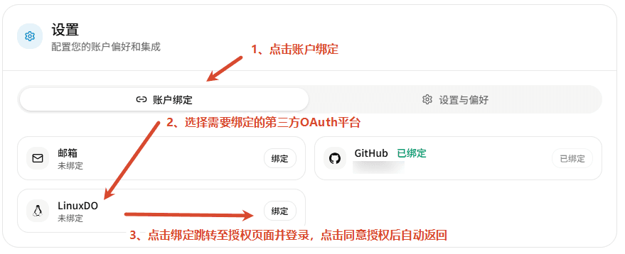 绑定第三方OAuth账号页